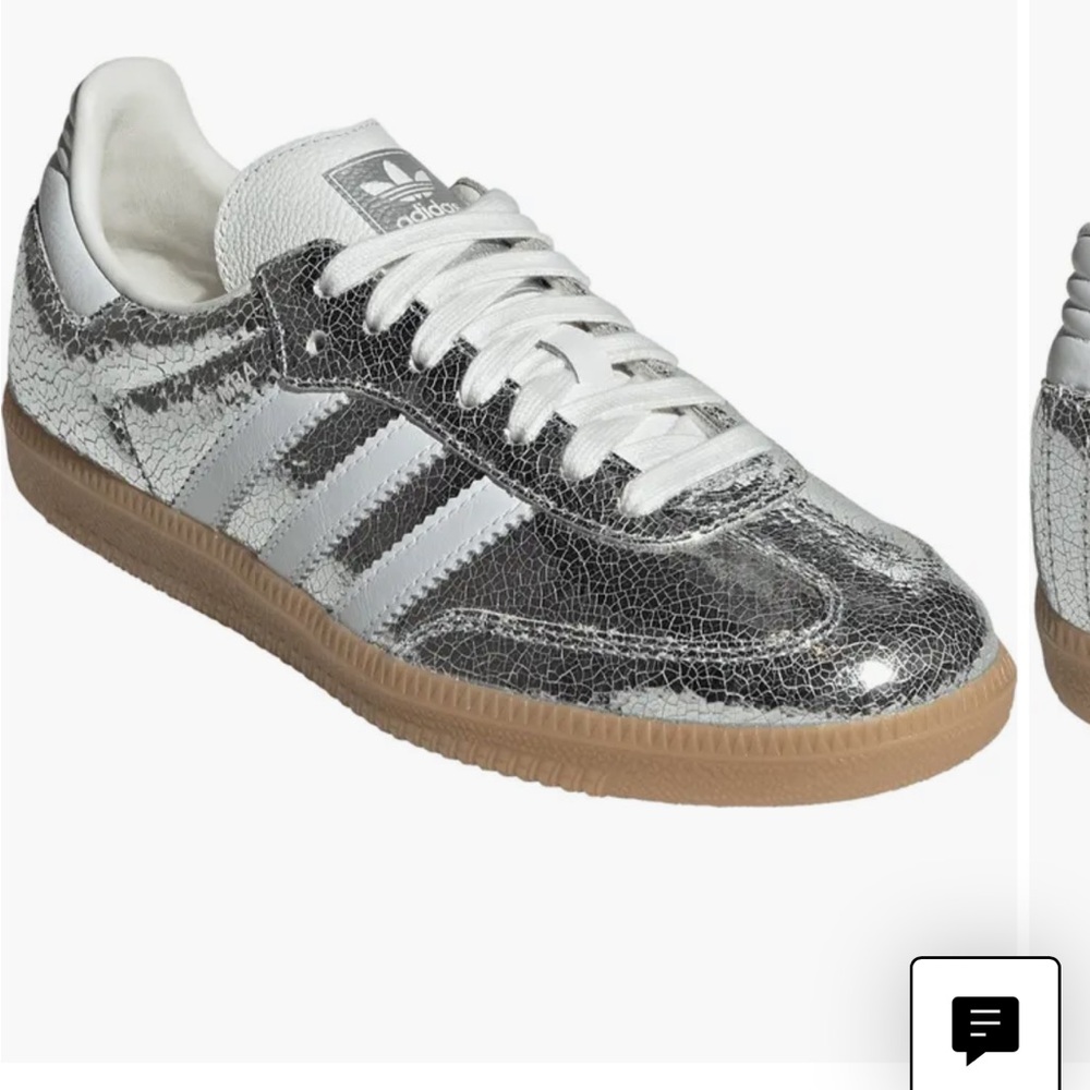 Adidas Metallic Silver and White Sneakers
